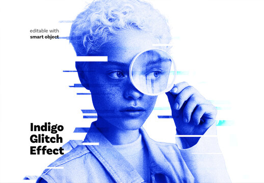 Indigo Glitch Photo Effect