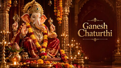 Fototapeta premium Aesthetic Bal Ganesh Ganpati Bappa Ekdant Vakratund Vinayak Chintamani Idol Worship During Vinayak Ganesh Chaturthi Angaraki Sankashti Chaturthi and Anant Chaturdashi