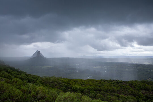 Rainy and overcast view from Mt. Ngungun.