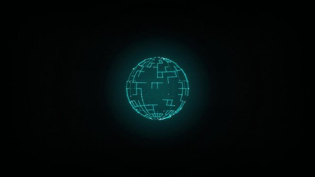 Glowing circuitry sphere rotating seamless loop motion background