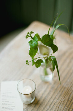 Simple Floral Arrangement and Menu