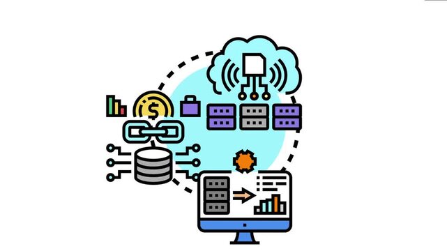 Managed server room entry system concept data centers, cloud computing, database management, security protocols, and digital access control for information technology infrastructure