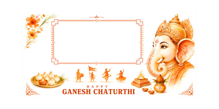 Happy Ganesh Chaturthi - Oval Framed Festive Greeting Template