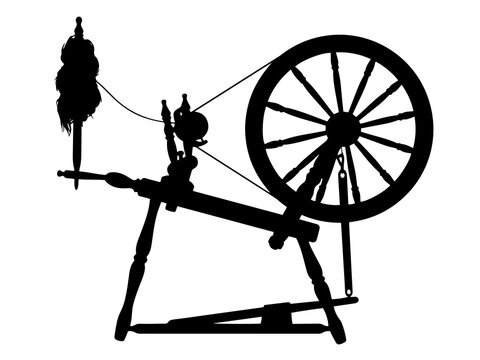 Vintage Wool Spinning Wheel Vector, Textile Craft and Yarn Graphic