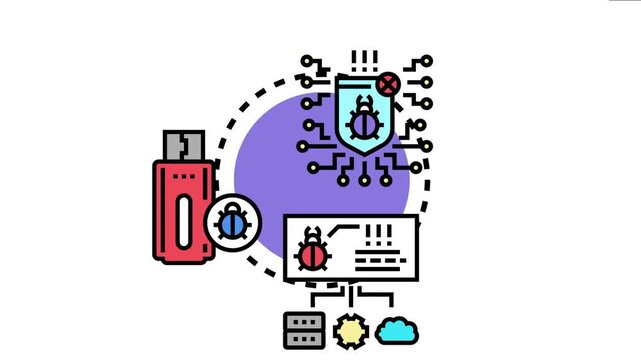 Malicious software represents a digital threat, spreading viruses and malware through various devices and networks, compromising data privacy and system security with cyber attacks