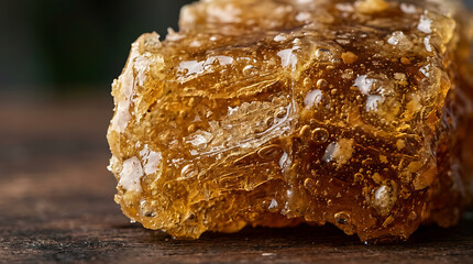 Fototapeta premium Golden Honeycomb Macro Texture Close-up
