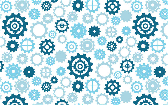 gear blue background steampunk cogwheel seamless pattern mechanical gear wheel line art vector