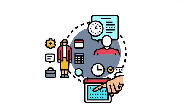 Business people collaborating for task decomposition, scheduling, and effective time management, utilizing digital tools to optimize work processes and improve productivity