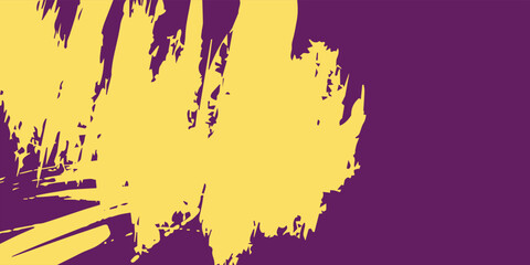 Fototapeta premium Abstract Yellow Grunge Brush Stroke Pattern on Deep Purple Background. EPS 10 New Abstract