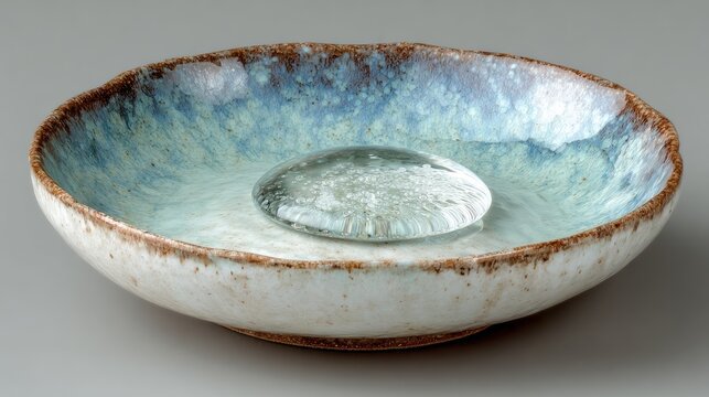 Ceramic bowl with blue glaze.