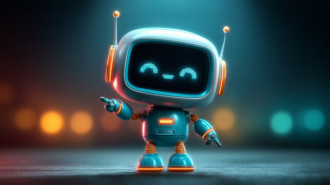 Charismatic Robot Presenter Commanding Stage with Holographic Display

