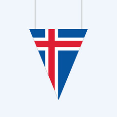 Fototapeta premium Iceland Flag Hanging Triangular Pennant Decoration