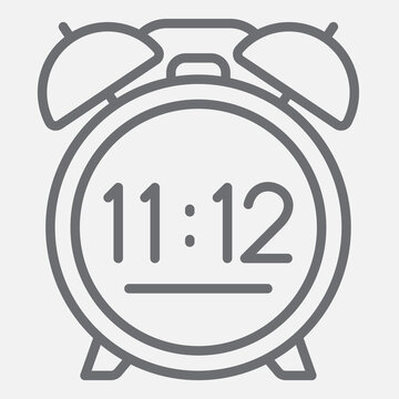 Digital alarm clock line icon, modern wake up concept. Vector graphics. Sound alarm, digital clock sign with outline style icon for mobile or web