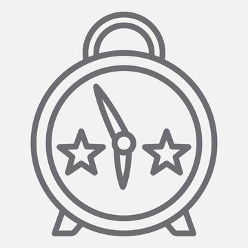 Bedside clock line icon, table clocks, bedroom alarm clocks concept. Vector graphics. Night table clocks sign with outline style icon for mobile or web