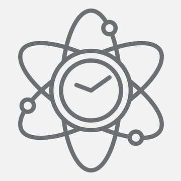 Atomic clock line icon, precise time concept. Vector graphics. Atomic time, atom sign with outline style icon for mobile or web