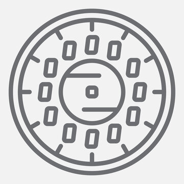Digital dial line icon, time and technology concept. Vector graphics. Dial with led screen, digital time sign with outline style icon for mobile or web