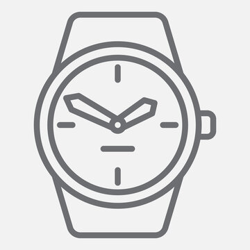 Wristwatch line icon, travel time concept. Vector graphics. Portable watch, clock sign with outline style icon for mobile or web