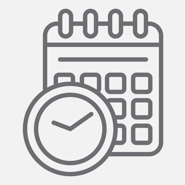 Time management line icon, time and productivity concept. Vector graphics. Clock and calendar, organizer sign with outline style icon for mobile or web