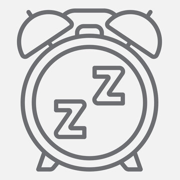 Sleep mode clock line icon, rest and relaxation concept. Vector graphics. Before bed, sleep time mode sign with outline style icon for mobile or web