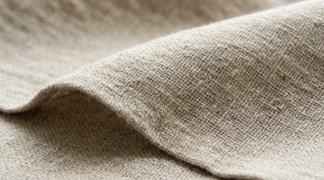 Natural Linen Fabric Texture Close Up - Beige Woven Material Detail