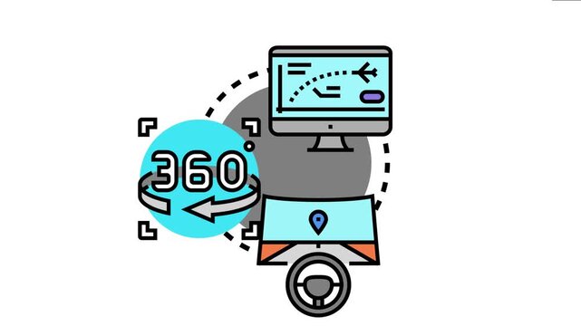 Main header navigation presenting various interface elements for web design, a 360 degree virtual experience, and vehicle driving assistance technology