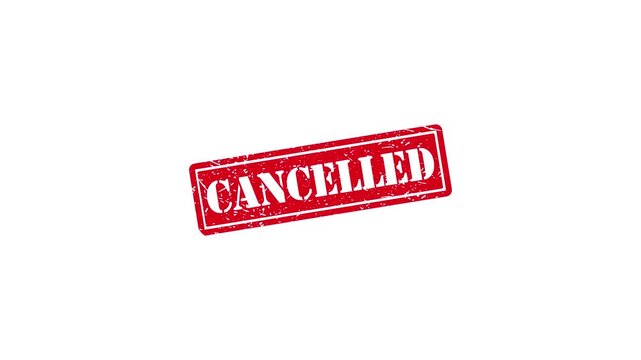 Red cancelled rubber stamp impression on white background, grunge texture effect for business and administrative concepts