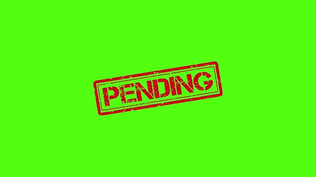 Red pending rubber stamp animation on green screen background, for business approval, status