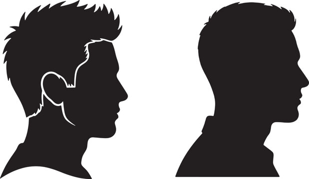 Male profile silhouettes presented as a clean vector graphic design featuring two distinct head shapes for professional corporate identity usage