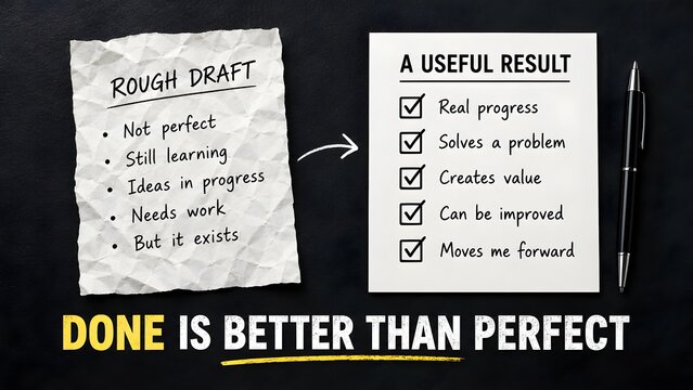 Done is better than perfect concept rough draft to useful result