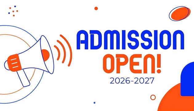 Admission open 2026 2027 banner with megaphone announcement school admission megaphone