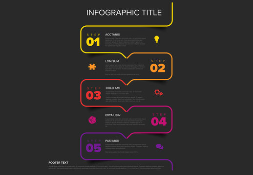 Modern 5 Steps Business Infographic Template Vector Workflow Diagram