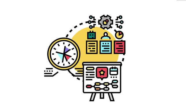 Magazine planning schedule outlining publishing process, managing editorial content, time allocation, and project strategy using a clear timeline and task management
