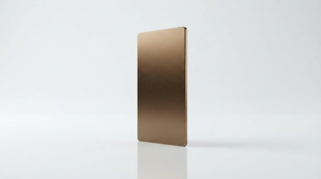 One vertical bronze metal card standing on a clean white background