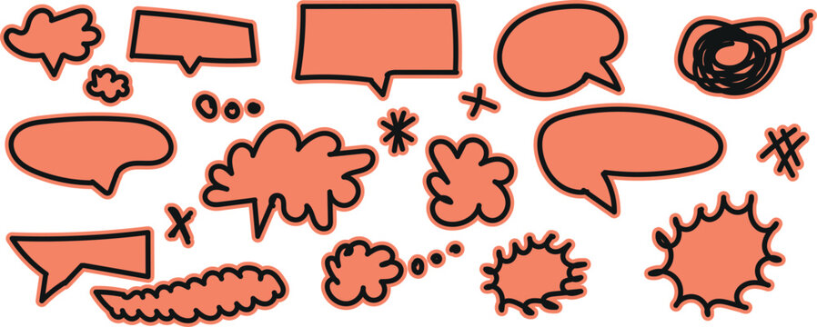 Doodle Speech Bubbles and Thought Balloons Vector Collection for Comic and Design