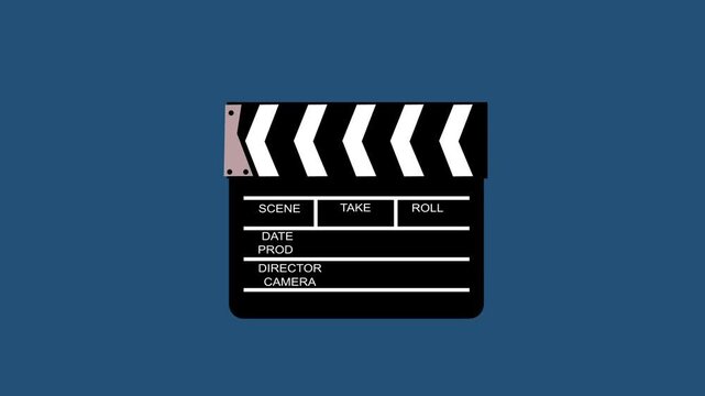 Film Clapperboard Icon Animation, Movie Slate Symbol, Video Production, Cinema Clapboard, Filmmaking Equipment, Director Action Board, Motion Graphic UI Element