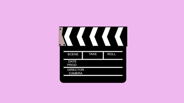 Film Clapperboard Icon Animation, Movie Slate Symbol, Video Production, Cinema Clapboard, Filmmaking Equipment, Director Action Board, Motion Graphic UI Element