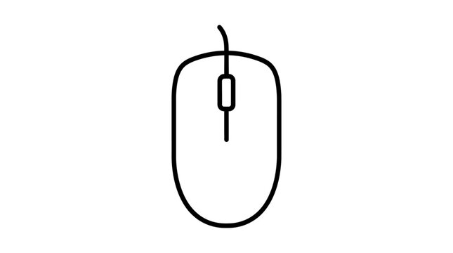 Computer mouse silhouette on a white background simple line drawing