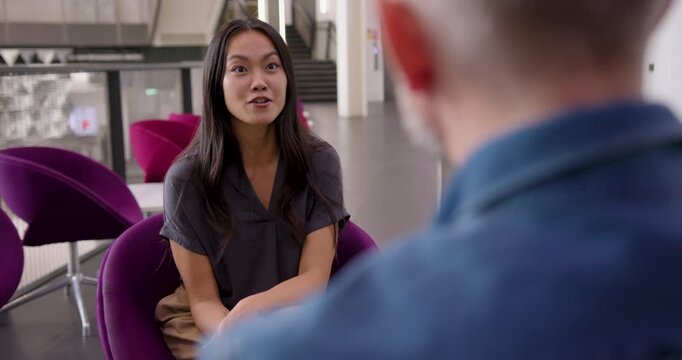 Engaging JobInterview Between Two People in Open Plan Modern Office