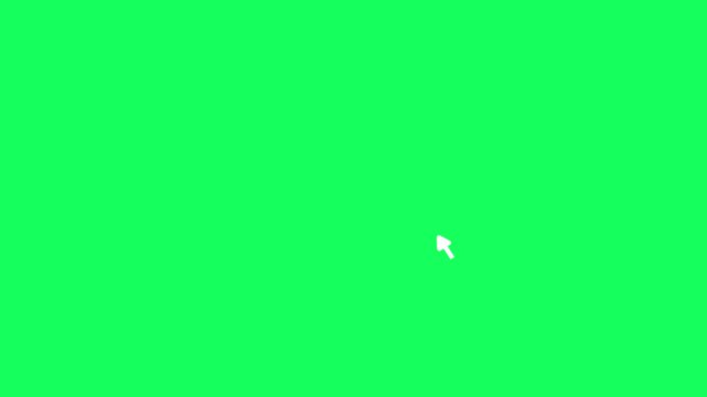 Mouse pointer cursor click press animation on green background.  mouse pointer cursor clicking with gesture spark icon animated .4k video