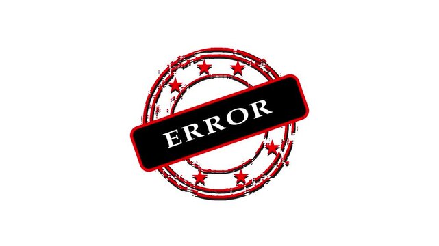 Animated Red Rubber Error Stamp Appearing with Zoom Motion on Transparent Background Overlay