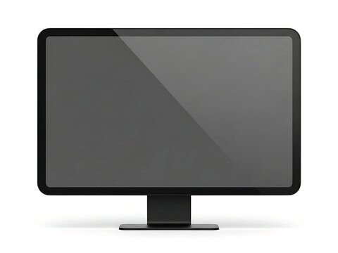 Modern black computer monitor with sleek design and wide screen for office or home use