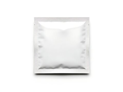 White condom pack on white background for health and safety awareness