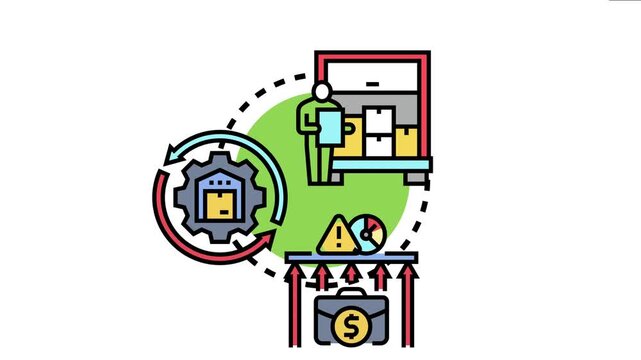 Business icon explaining strategies and methods for minimizing warehousing expenditures. Showcasing efficient inventory management. Storage optimization