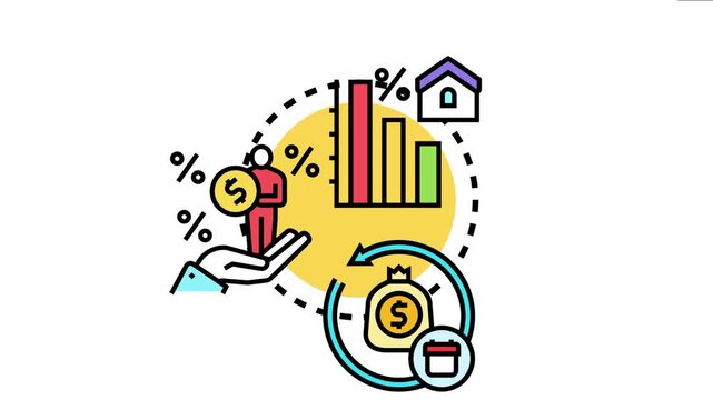 Person making a payment and managing finances, showing concepts of decreasing interest rates, saving money, loan refinancing, debt relief, and smart financial planning