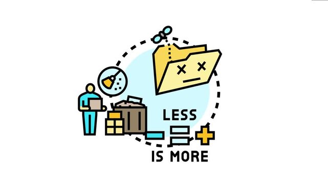 Minimalism concept people deleting unnecessary files, cleaning up digital data, and embracing the less is more principle for improved workflow and focus