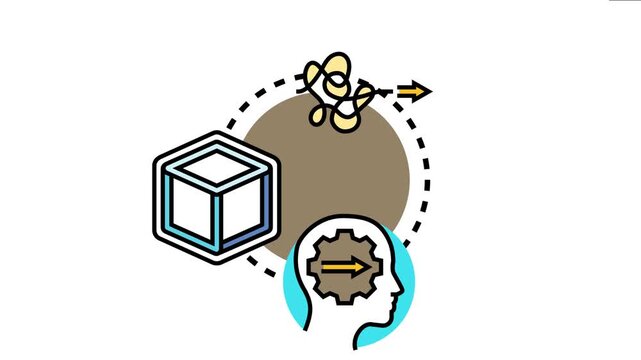 Icon presenting the process of transforming a complex, tangled problem into a clear, straight solution through structured thinking and an organized mind