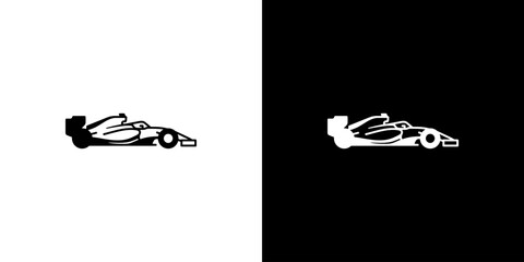 Fototapeta premium Formula 1 Racing Car Minimalist Icon Set on Contrasting Backgrounds