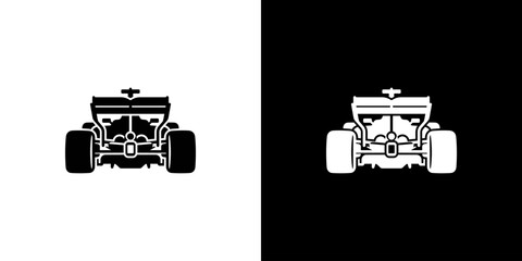 Fototapeta premium Formula 1 Race Car Rear View Icon - Monochrome Racing Vehicle Symbol Set