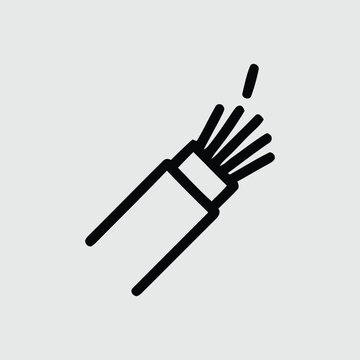 Fiber optic cable icon, optical data wire symbol for high speed internet and telecommunication vector