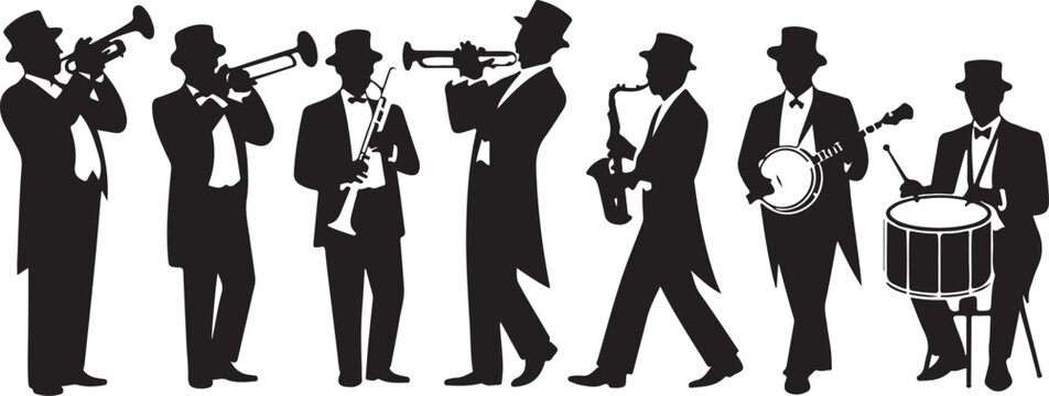 Vintage Jazz Musicians Collection Isolated on White Background